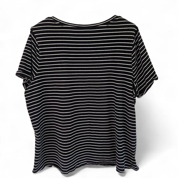 J.Jill XL Black & White Striped Everyday Cotton Tee Short Sleeve Scoop Neck - Picture 2 of 9